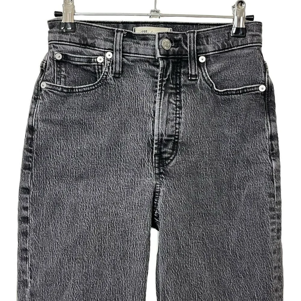 Madewell The‎ Perfect Vintage Straight Jeans Lunar Wash Raw Hem Women’s Size 24